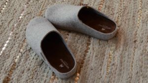 felted wool clog style slippers for women in silver grey