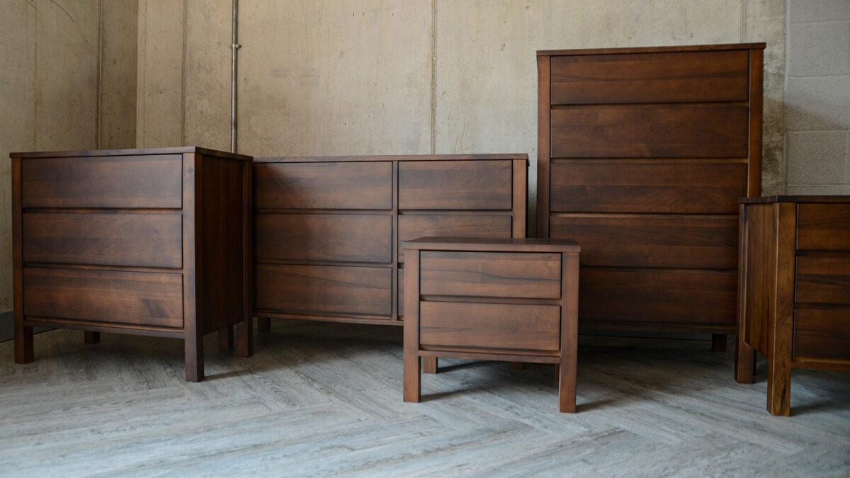 Black Lotus Shaker Collection - Walnut 2 Drawer Bedside Unit - Smoked Finish - Image 8