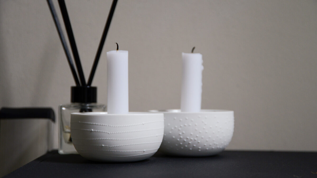 White & Gold Porcelain Bowl Candleholders - Image 2