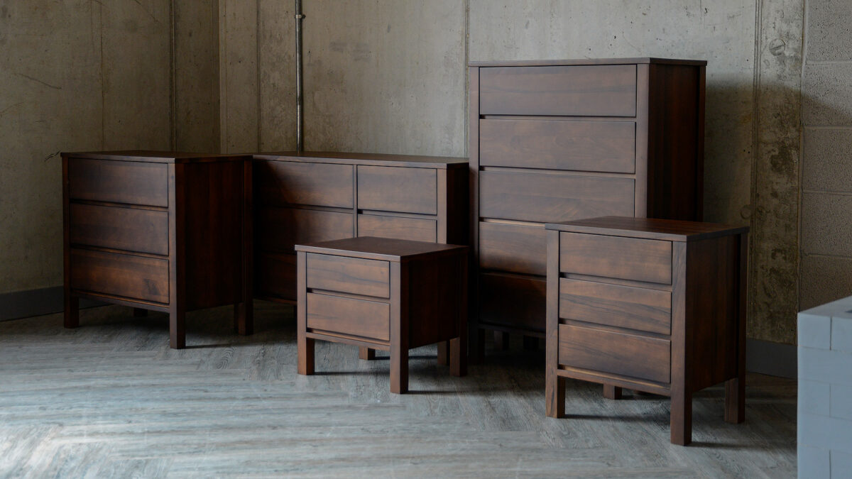 Black Lotus Shaker Collection - Walnut 2 Drawer Bedside Unit - Smoked Finish - Image 6