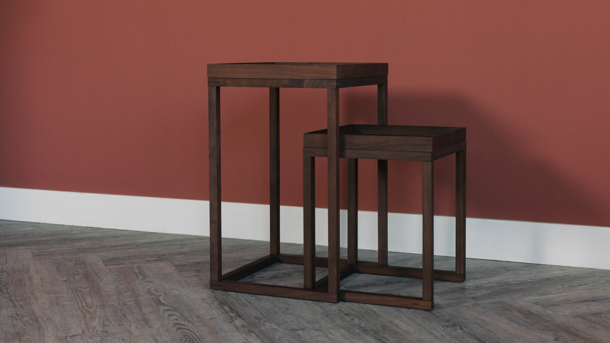 Modern Walnut Nest of Tables - Image 2